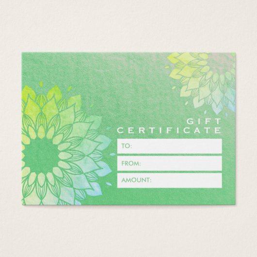 YOGA Studio Cadeaubon Gold Mandala Flowers Visitekaartje (Voorkant)