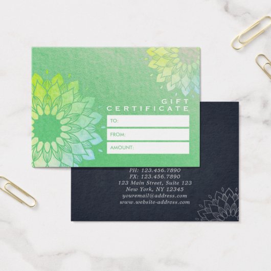 YOGA Studio Cadeaubon Gold Mandala Flowers Visitekaartje (Kantoor)