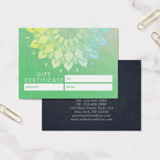 YOGA Studio Cadeaubon Gold Mandala Flowers Visitekaartje (Kantoor)