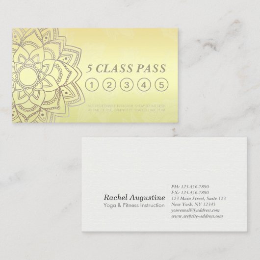 Yoga Studio Class Pass Black Gold Mandala Loyalty (Voorkant / Achterkant)