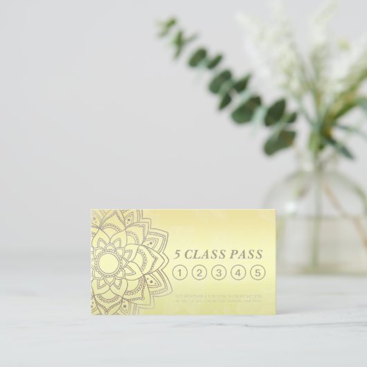 Yoga Studio Class Pass Black Gold Mandala Loyalty (Staand voorkant)