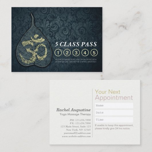 Yoga Studio Class Pass Loyalty-punch Appointing Klantenkaartje (Voorkant / Achterkant)