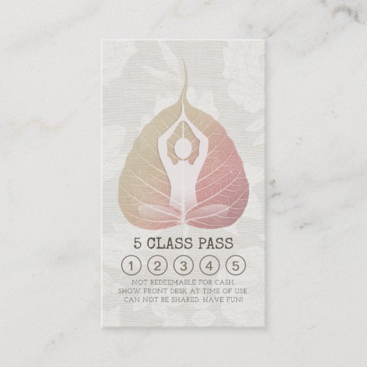 Yoga Studio Class Pass Meditation Pose Bodhi Leaf Klantenkaartje (Voorkant)