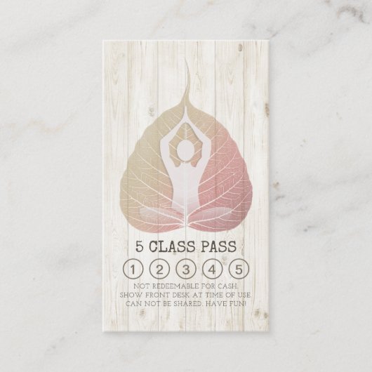 Yoga Studio Class Pass Meditation Pose Bodhi Leaf Klantenkaartje (Voorkant)