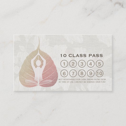 Yoga Studio Class Pass Meditation Pose Bodhi Leaf Klantenkaartje (Voorkant)