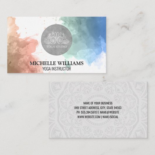 Yoga Studio Docent | Waterverf Visitekaartje (Voorkant / Achterkant)