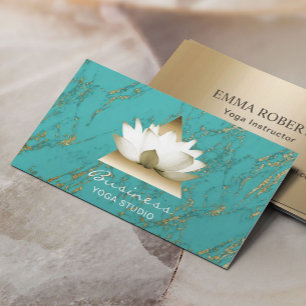 Yoga Studio Gold Lotus Modern Turquoise & Gold Visitekaartje
