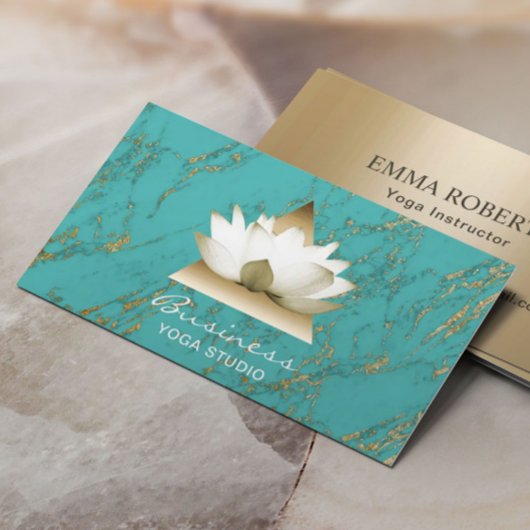 Yoga Studio Gold Lotus Modern Turquoise & Gold Visitekaartje