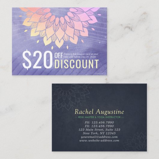 Yoga Studio Gold Mandala Coupon Loyalty (Voorkant / Achterkant)