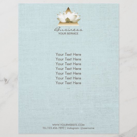 Yoga Studio Gouden Lotus Logo Blauwe Linen Folder (Voorkant)