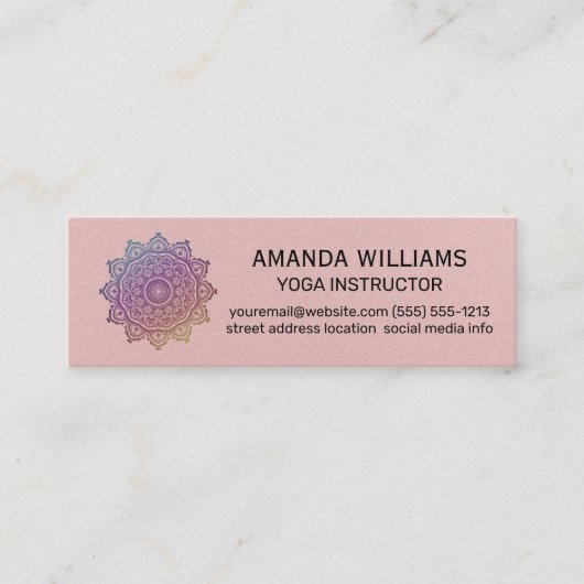 Yoga Studio Icon | Mandala-patroon Mini Visitekaartje (Voorkant)