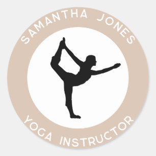 Yoga studio instructeur danser pose moderne busine ronde sticker