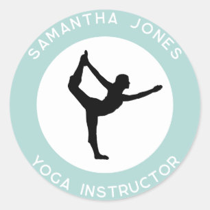 Yoga studio instructeur danser pose moderne busine ronde sticker