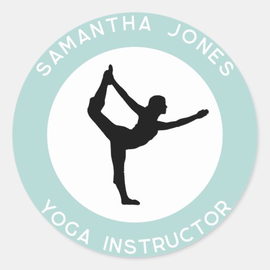 Yoga studio instructeur danser pose moderne busine ronde sticker (Voorkant)