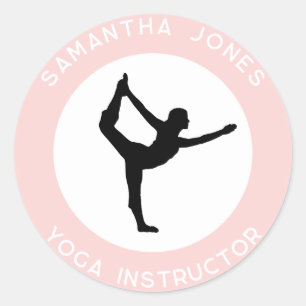 Yoga studio instructeur danser pose moderne busine ronde sticker