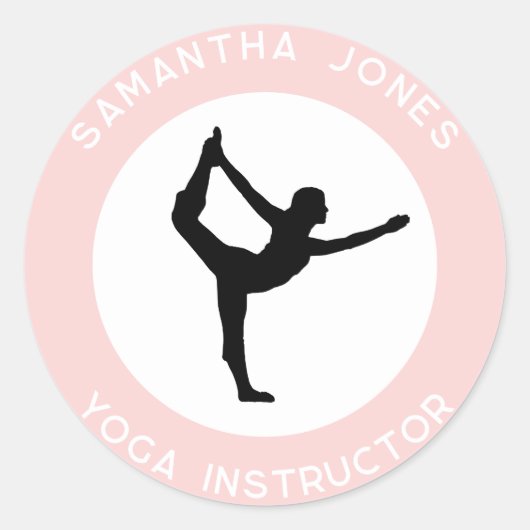 Yoga studio instructeur danser pose moderne busine ronde sticker (Voorkant)