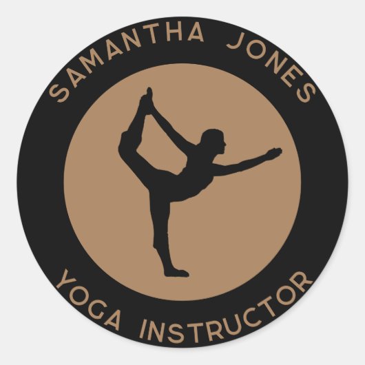 Yoga studio instructeur danser pose moderne busine ronde sticker (Voorkant)