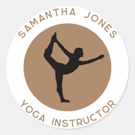 Yoga studio instructeur danser pose moderne busine ronde sticker (Voorkant)