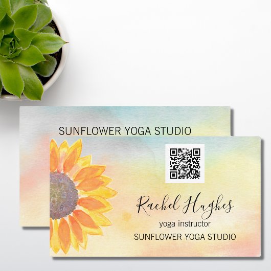 Yoga Studio Instructeur QR Code Zonnebloem Visitekaartje