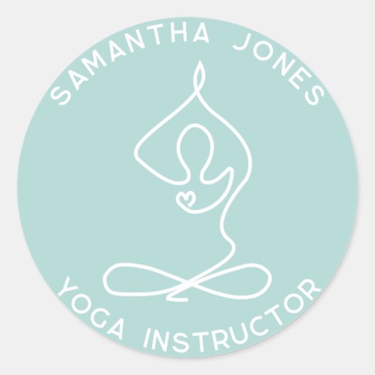 Yoga studio instructeur yogi pose moderne business ronde sticker (Voorkant)