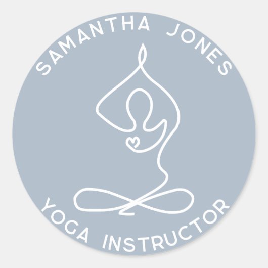 Yoga studio instructeur yogi pose moderne business ronde sticker (Voorkant)