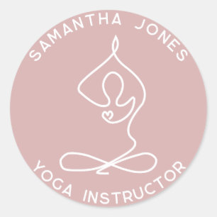 Yoga studio instructeur yogi pose moderne business ronde sticker