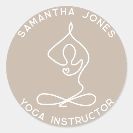Yoga studio instructeur yogi pose moderne business ronde sticker (Voorkant)