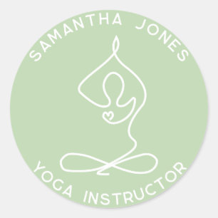 Yoga studio instructeur yogi pose moderne business ronde sticker