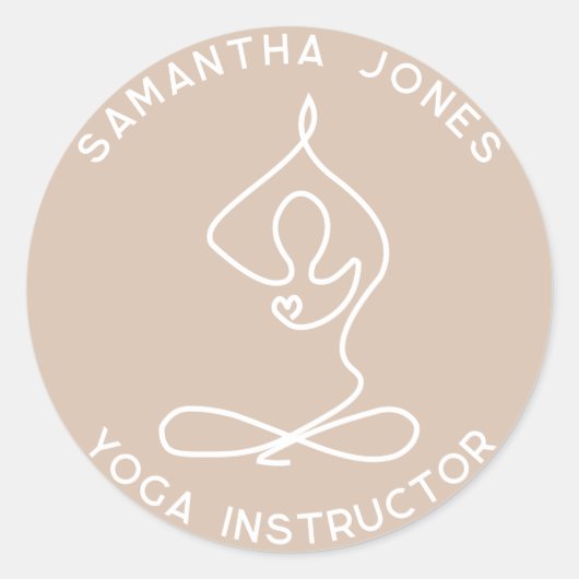 Yoga studio instructeur yogi pose moderne business ronde sticker (Voorkant)