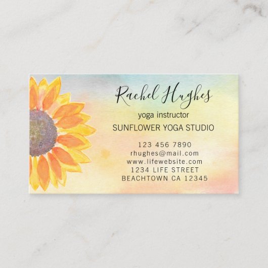 Yoga Studio Instructeur Zonnebloem Visitekaartje (Voorkant)