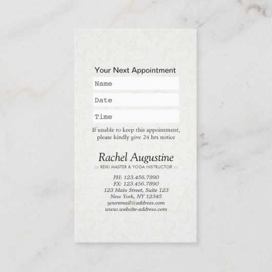 YOGA Studio Instructor Appointment Lotus Mandala Afsprakenkaartje (Achterkant)