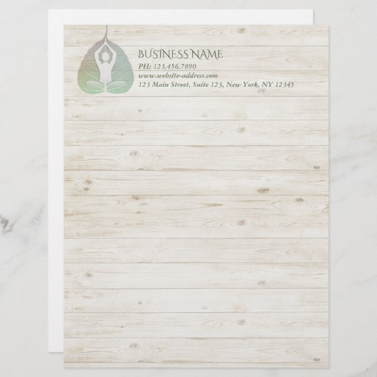 Yoga Studio Instructor Meditation Pose Bodhi Leaf Briefhoofd (Voorkant / Achterkant)