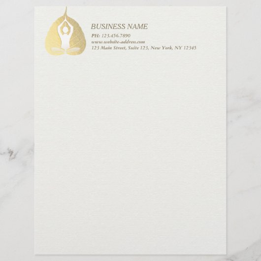 Yoga Studio Instructor Meditation Pose Bodhi Leaf Briefhoofd (Voorkant)