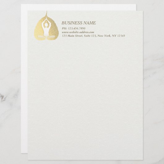 Yoga Studio Instructor Meditation Pose Bodhi Leaf Briefhoofd (Voorkant / Achterkant)