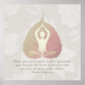 Yoga Studio Instructor Meditation Pose Bodhi Leaf Poster (Voorkant)