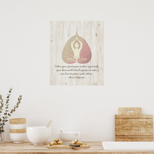 Yoga Studio Instructor Meditation Pose Bodhi Leaf Poster (Keuken)