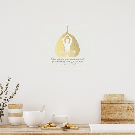 Yoga Studio Instructor Meditation Pose Bodhi Leaf Poster (Keuken)