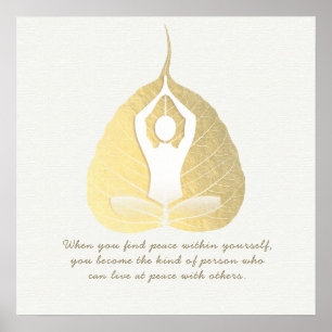 Yoga Studio Instructor Meditation Pose Bodhi Leaf Poster