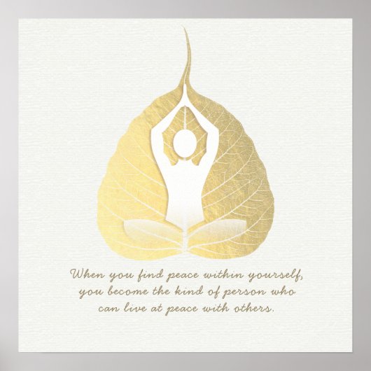 Yoga Studio Instructor Meditation Pose Bodhi Leaf Poster (Voorkant)