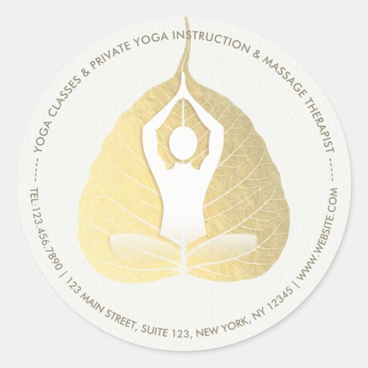 Yoga Studio Instructor Meditation Pose Bodhi Leaf Ronde Sticker (Voorkant)