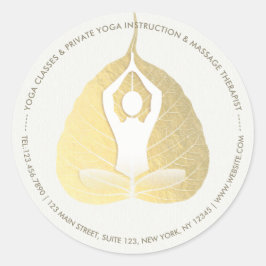 Yoga Studio Instructor Meditation Pose Bodhi Leaf Ronde Sticker