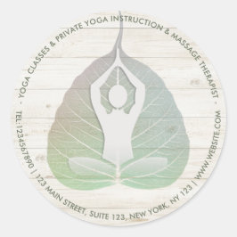 Yoga Studio Instructor Meditation Pose Bodhi Leaf Ronde Sticker