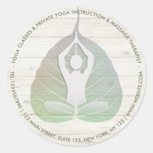 Yoga Studio Instructor Meditation Pose Bodhi Leaf Ronde Sticker