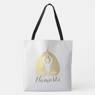 Yoga Studio Instructor Meditation Pose Bodhi Leaf Tote Bag