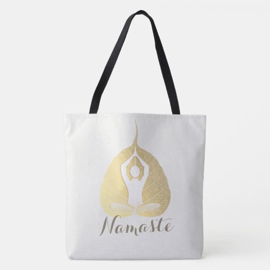 Yoga Studio Instructor Meditation Pose Bodhi Leaf Tote Bag (Voorkant)