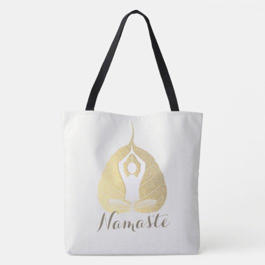 Yoga Studio Instructor Meditation Pose Bodhi Leaf Tote Bag (Achterkant)
