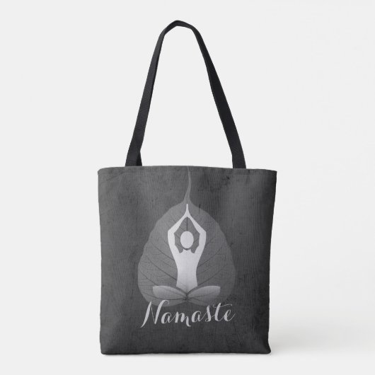 Yoga Studio Instructor Meditation Pose Bodhi Leaf Tote Bag (Achterkant)