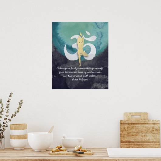 Yoga Studio Instructor Meditation Pose OM-symbool Poster (Keuken)