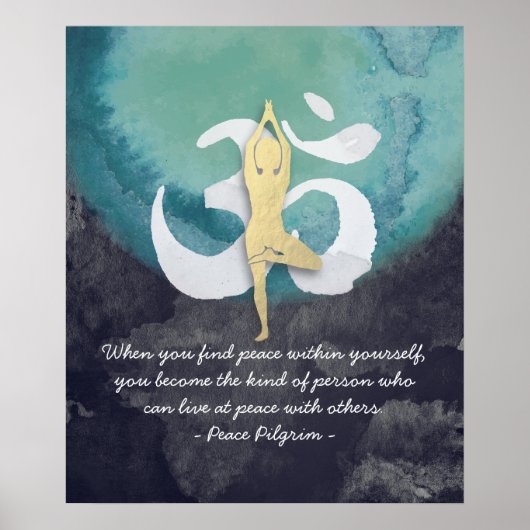 Yoga Studio Instructor Meditation Pose OM-symbool Poster (Voorkant)