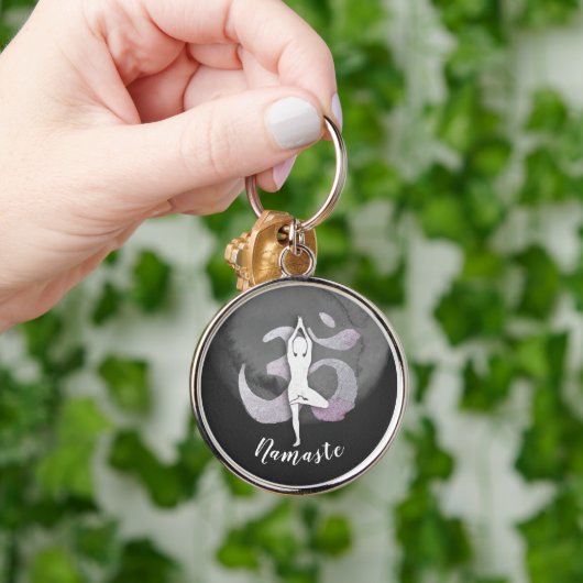 Yoga Studio Instructor Meditation Pose OM-symbool Sleutelhanger (Hand)